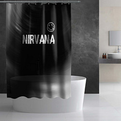 Шторка для душа Nirvana glitch на темном фоне посередине, цвет: 3D-принт — фото 2
