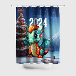 Шторка для душа Милый новогодний дракон 2024, цвет: 3D-принт
