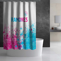 Шторка для душа Ramones neon gradient style посередине, цвет: 3D-принт — фото 2