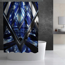 Шторка для душа Синяя и черная конструкция абстракция, цвет: 3D-принт — фото 2