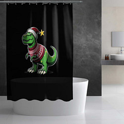Шторка для душа Динозавр в рождественнском свитере, цвет: 3D-принт — фото 2