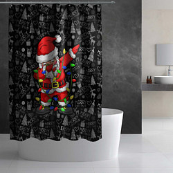Шторка для душа Санта Клаус с гирляндой, цвет: 3D-принт — фото 2