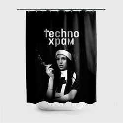 Шторка для душа Techno храм монашка с сигаретой, цвет: 3D-принт