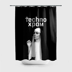 Шторка для душа Techno храм монашка курит, цвет: 3D-принт