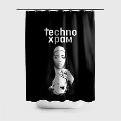 Шторка для душа Techno храм монашка сфужером, цвет: 3D-принт