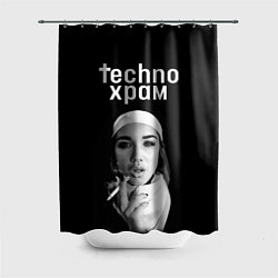 Шторка для душа Techno храм монашка курит сигарету, цвет: 3D-принт