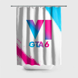 Шторка для душа GTA 6 neon gradient style, цвет: 3D-принт