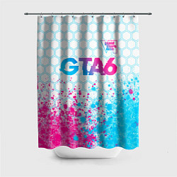 Шторка для душа GTA6 neon gradient style посередине, цвет: 3D-принт