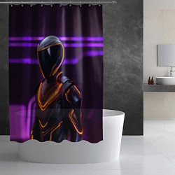 Шторка для душа Неоновый футуристичный гонщик, цвет: 3D-принт — фото 2