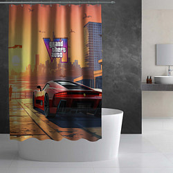 Шторка для душа GTA 6 авто вид сзади, цвет: 3D-принт — фото 2