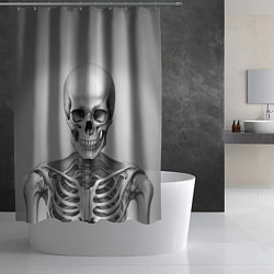 Шторка для душа Скелет черно белый, цвет: 3D-принт — фото 2