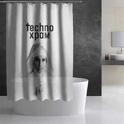Шторка для душа Techno храм монашка улыбается, цвет: 3D-принт — фото 2