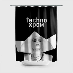 Шторка для душа Techno храм монашка в белом, цвет: 3D-принт