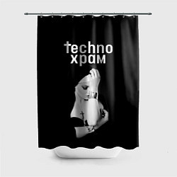 Шторка для душа Techno храм монашка с золотыми браслетами, цвет: 3D-принт