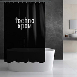 Шторка для душа Techno храм надпись, цвет: 3D-принт — фото 2