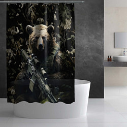 Шторка для душа Медведь солдат с винтовкой, цвет: 3D-принт — фото 2