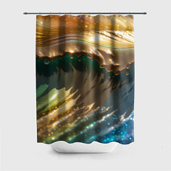 Шторка для душа Перламутровые блестящие волны радужных цветов, цвет: 3D-принт