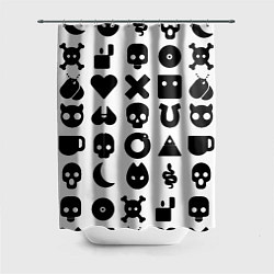 Шторка для душа Love death robots pattern white, цвет: 3D-принт