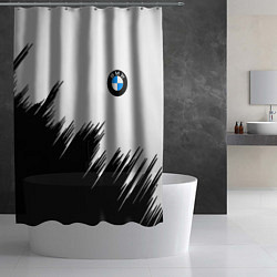 Шторка для душа BMW чёрные штрихи текстура, цвет: 3D-принт — фото 2
