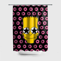 Шторка для душа Барт Симпсон на фоне пончиков, цвет: 3D-принт