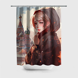 Шторка для душа Русская девушка в аниме стиле, цвет: 3D-принт