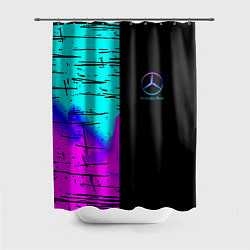 Шторка для душа Mercedes benz неон текстура, цвет: 3D-принт