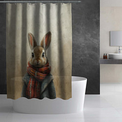 Шторка для душа Кролик в шарфе, цвет: 3D-принт — фото 2