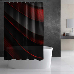 Шторка для душа Красная абстракция с черными линиями, цвет: 3D-принт — фото 2
