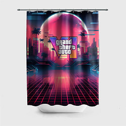 Шторка для душа GTA 6 logo retro night, цвет: 3D-принт