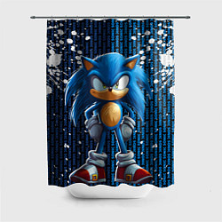 Шторка для душа Sonic - splash and logo, цвет: 3D-принт