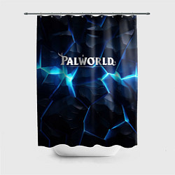 Шторка для душа Palworld logo blue ice, цвет: 3D-принт