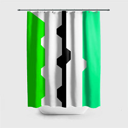 Шторка для душа Техно линии зелёный, цвет: 3D-принт