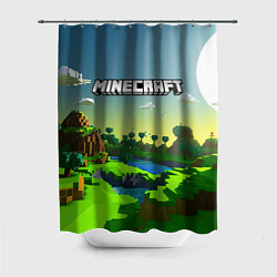 Шторка для душа Minecraft logo зеленый летний мир, цвет: 3D-принт