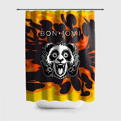 Шторка для душа Bon Jovi рок панда и огонь, цвет: 3D-принт