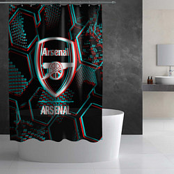 Шторка для душа Arsenal FC в стиле glitch на темном фоне, цвет: 3D-принт — фото 2