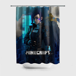 Шторка для душа Minecraft cyberpunk woman, цвет: 3D-принт
