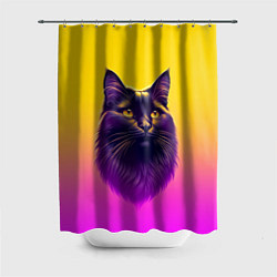 Шторка для душа Кот чёрный с золотыми глазами, цвет: 3D-принт