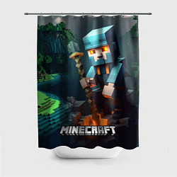 Шторка для душа Minecraft персонаж у костра, цвет: 3D-принт