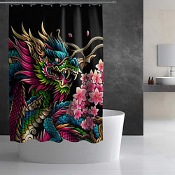 Шторка для душа Irezumi - Japanese dragon ai art, цвет: 3D-принт — фото 2