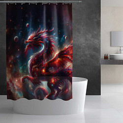 Шторка для душа Красный космический дракон, цвет: 3D-принт — фото 2