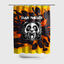 Шторка для душа Iron Maiden рок панда и огонь, цвет: 3D-принт
