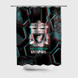 Шторка для душа Liverpool FC в стиле glitch на темном фоне, цвет: 3D-принт
