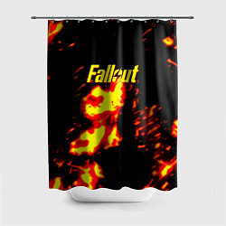 Шторка для душа Fallout огнненое лого, цвет: 3D-принт