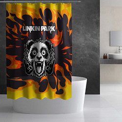 Шторка для душа Linkin Park рок панда и огонь, цвет: 3D-принт — фото 2