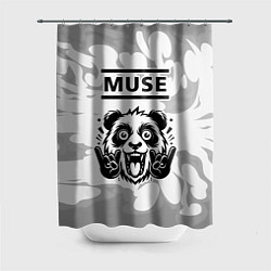 Шторка для душа Muse рок панда на светлом фоне, цвет: 3D-принт