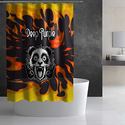 Шторка для душа Deep Purple рок панда и огонь, цвет: 3D-принт — фото 2