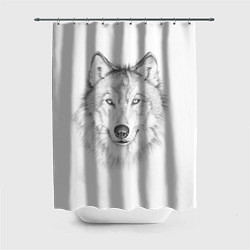 Шторка для душа Нарисованный волк зубами щёлк, цвет: 3D-принт