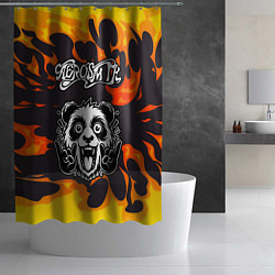 Шторка для душа Aerosmith рок панда и огонь, цвет: 3D-принт — фото 2