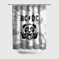 Шторка для душа AC DC рок панда на светлом фоне, цвет: 3D-принт