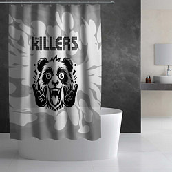 Шторка для душа The Killers рок панда на светлом фоне, цвет: 3D-принт — фото 2
